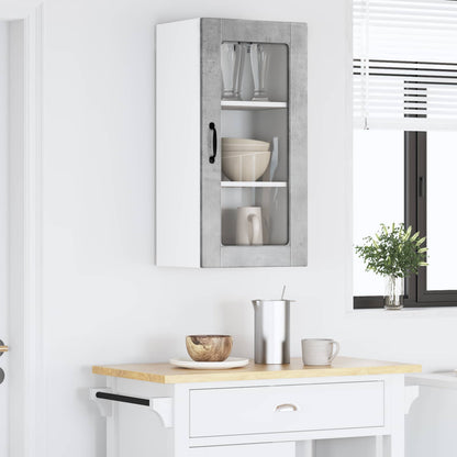 vidaXL Wall Glass Cabinet LUCCA 2 pcs Concrete Grey 40 x 31 x 80 cm