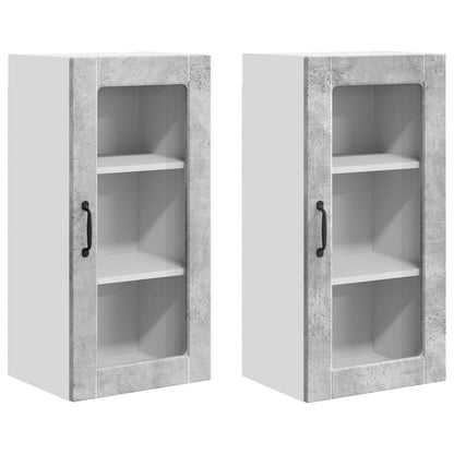 vidaXL Wall Glass Cabinet LUCCA 2 pcs Concrete Grey 40 x 31 x 80 cm