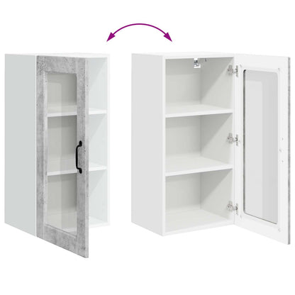 vidaXL Wall Glass Cabinet LUCCA 2 pcs Concrete Grey 40 x 31 x 80 cm