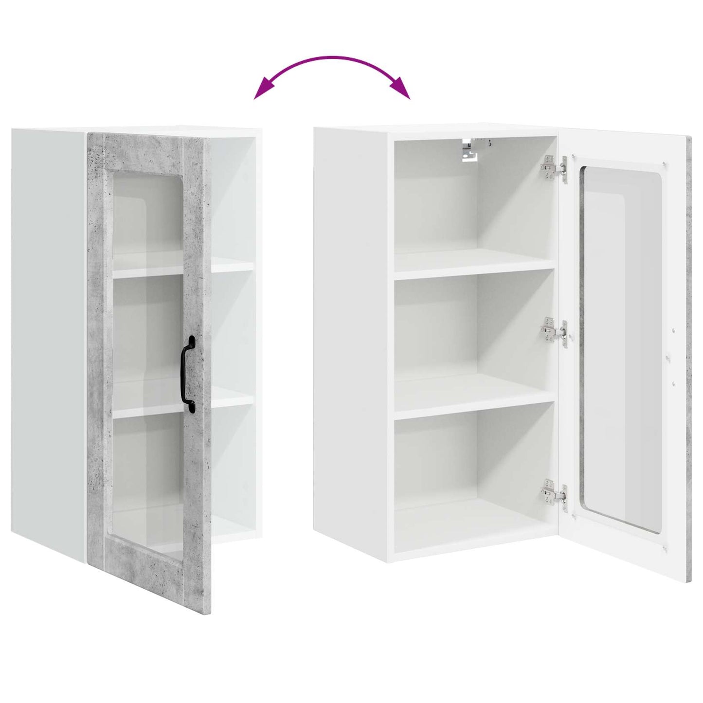 vidaXL Wall Glass Cabinet LUCCA 2 pcs Concrete Grey 40 x 31 x 80 cm