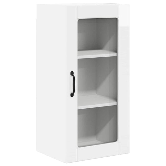 vidaXL Wall Glass Cabinet LUCCA High Gloss White 40 x 31 x 80 cm
