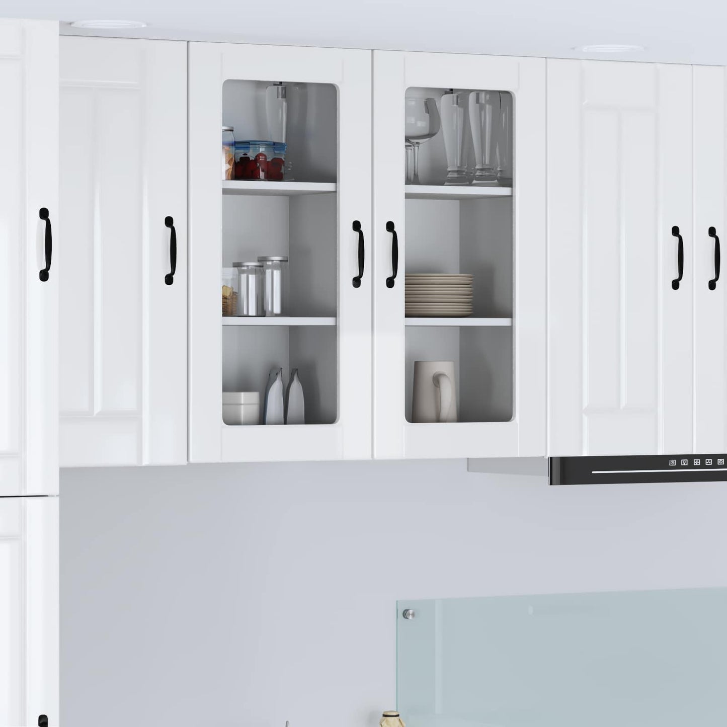 vidaXL Wall Glass Cabinet LUCCA 2 pcs High Gloss White 40 x 31 x 80 cm