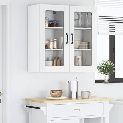 vidaXL Wall Glass Cabinet LUCCA 2 pcs High Gloss White 40 x 31 x 80 cm