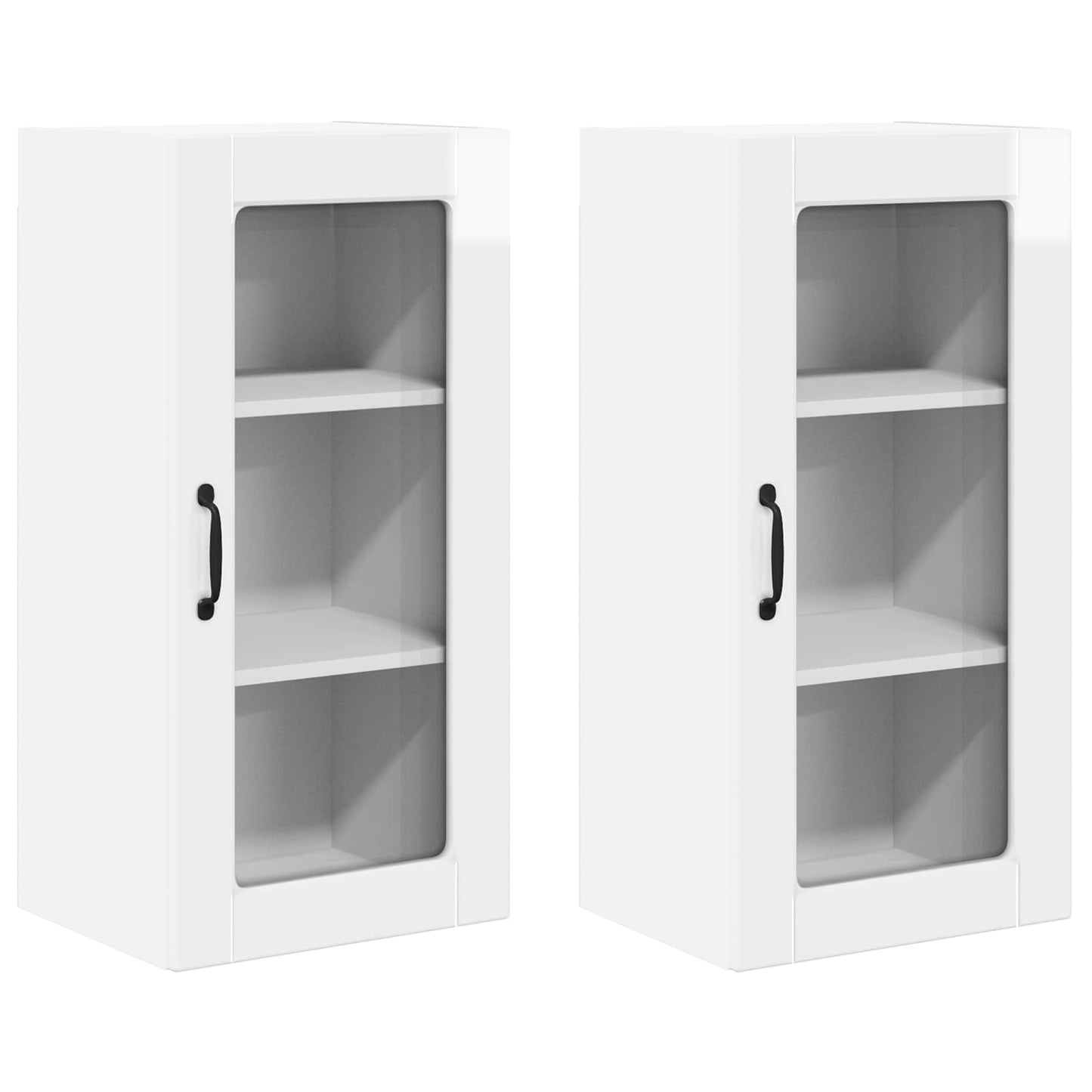 vidaXL Wall Glass Cabinet LUCCA 2 pcs High Gloss White 40 x 31 x 80 cm