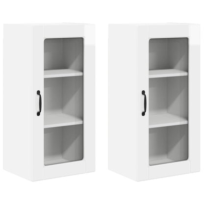 vidaXL Wall Glass Cabinet LUCCA 2 pcs High Gloss White 40 x 31 x 80 cm