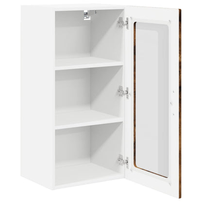 vidaXL Wall Glass Cabinet LUCCA Smoked Oak 40 x 31 x 80 cm