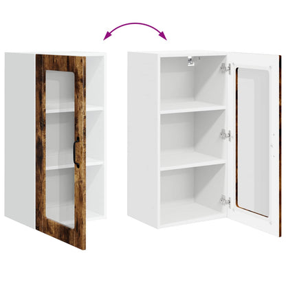 vidaXL Wall Glass Cabinet LUCCA Smoked Oak 40 x 31 x 80 cm