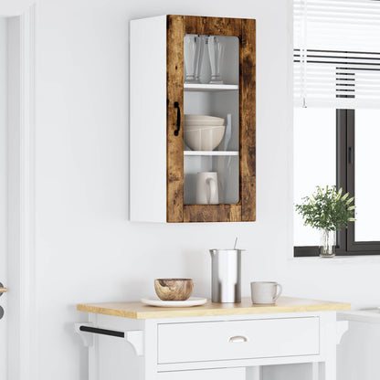 vidaXL Wall Glass Cabinet LUCCA 2 pcs Smoked Oak 40 x 31 x 80 cm
