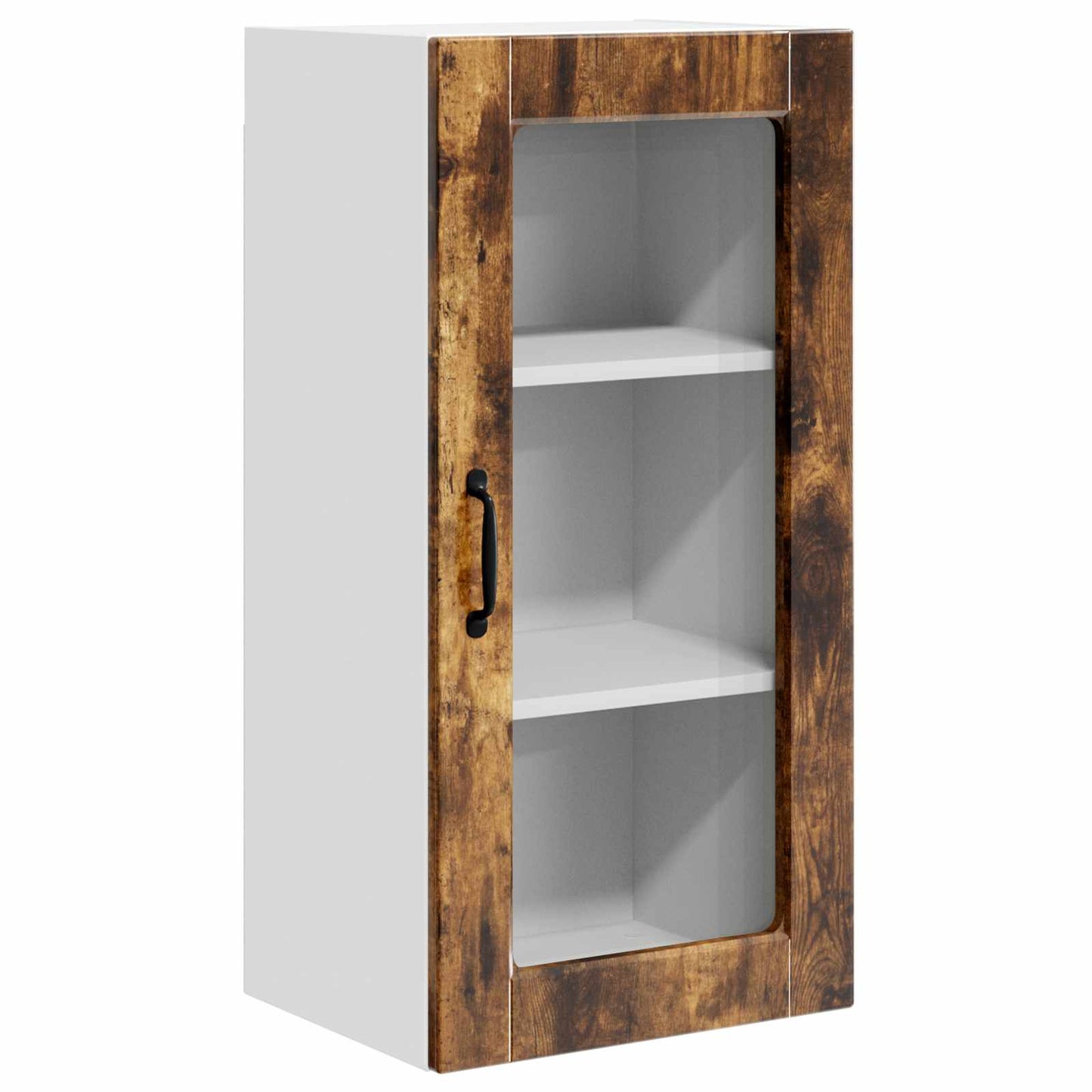 vidaXL Wall Glass Cabinet LUCCA 2 pcs Smoked Oak 40 x 31 x 80 cm