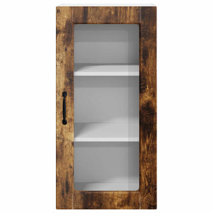 vidaXL Wall Glass Cabinet LUCCA 2 pcs Smoked Oak 40 x 31 x 80 cm