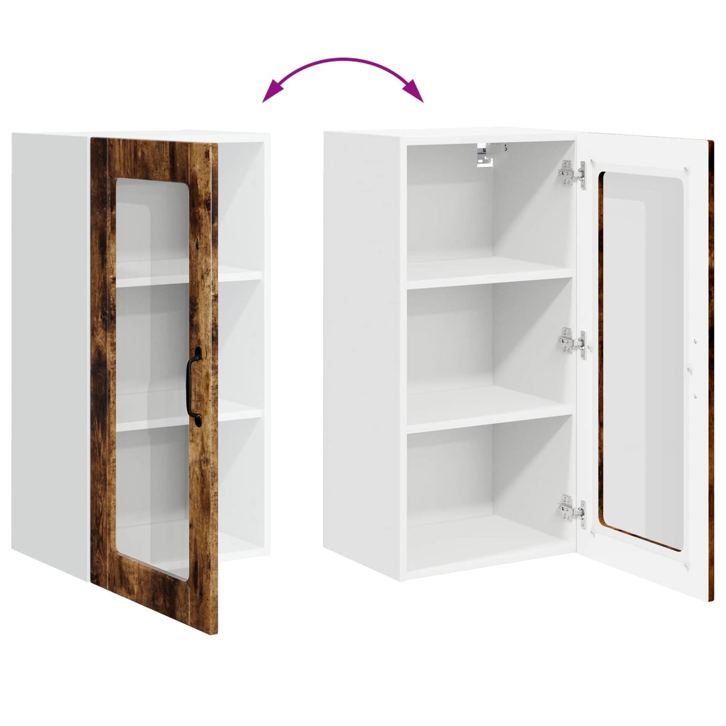vidaXL Wall Glass Cabinet LUCCA 2 pcs Smoked Oak 40 x 31 x 80 cm