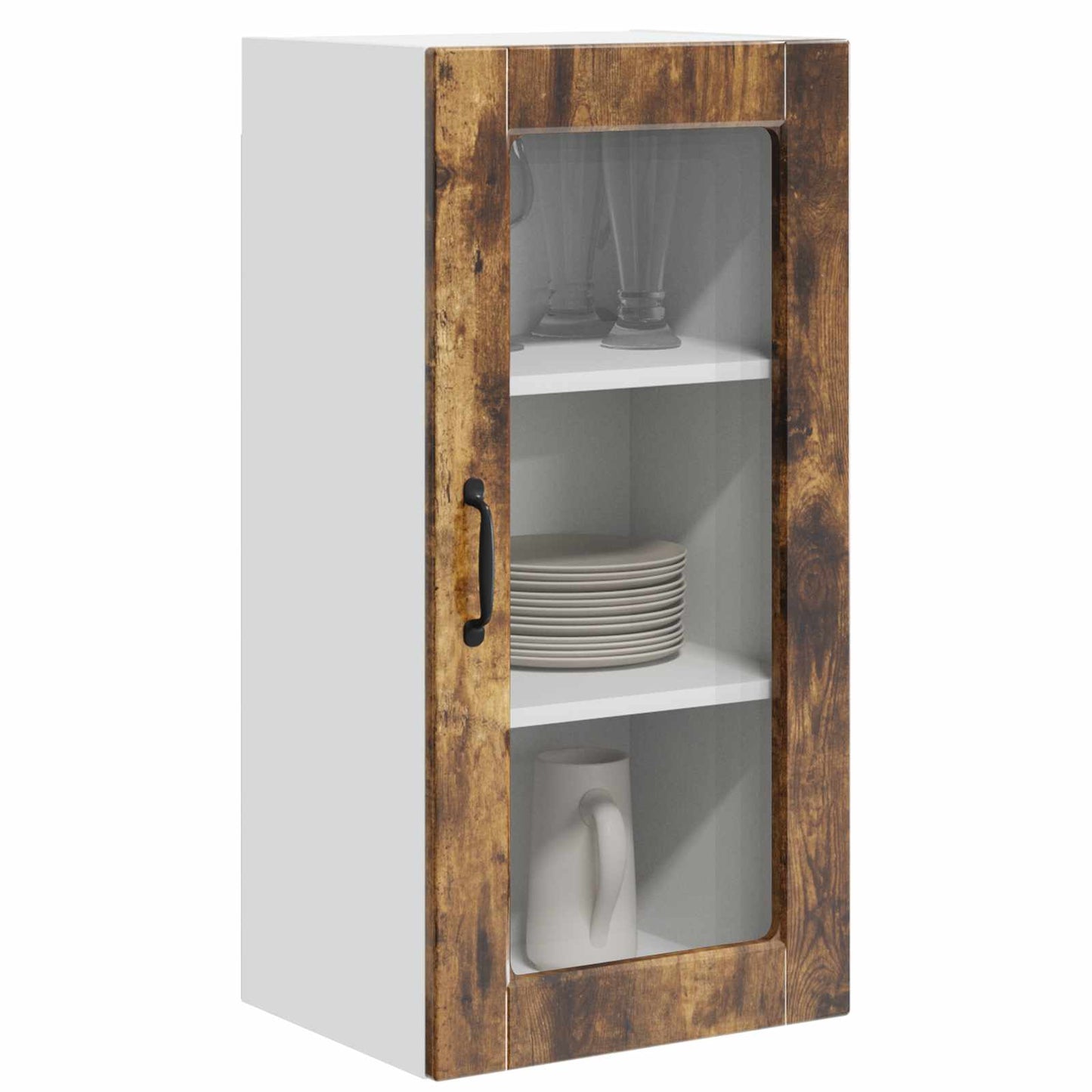 vidaXL Wall Glass Cabinet LUCCA 2 pcs Smoked Oak 40 x 31 x 80 cm