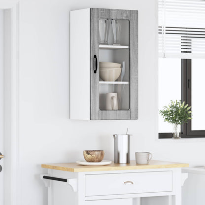 vidaXL Wall Glass Cabinet LUCCA Grey Sonoma 40 x 31 x 80 cm