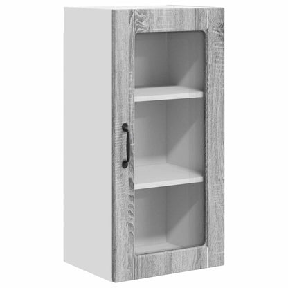 vidaXL Wall Glass Cabinet LUCCA Grey Sonoma 40 x 31 x 80 cm