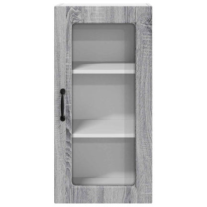 vidaXL Wall Glass Cabinet LUCCA Grey Sonoma 40 x 31 x 80 cm
