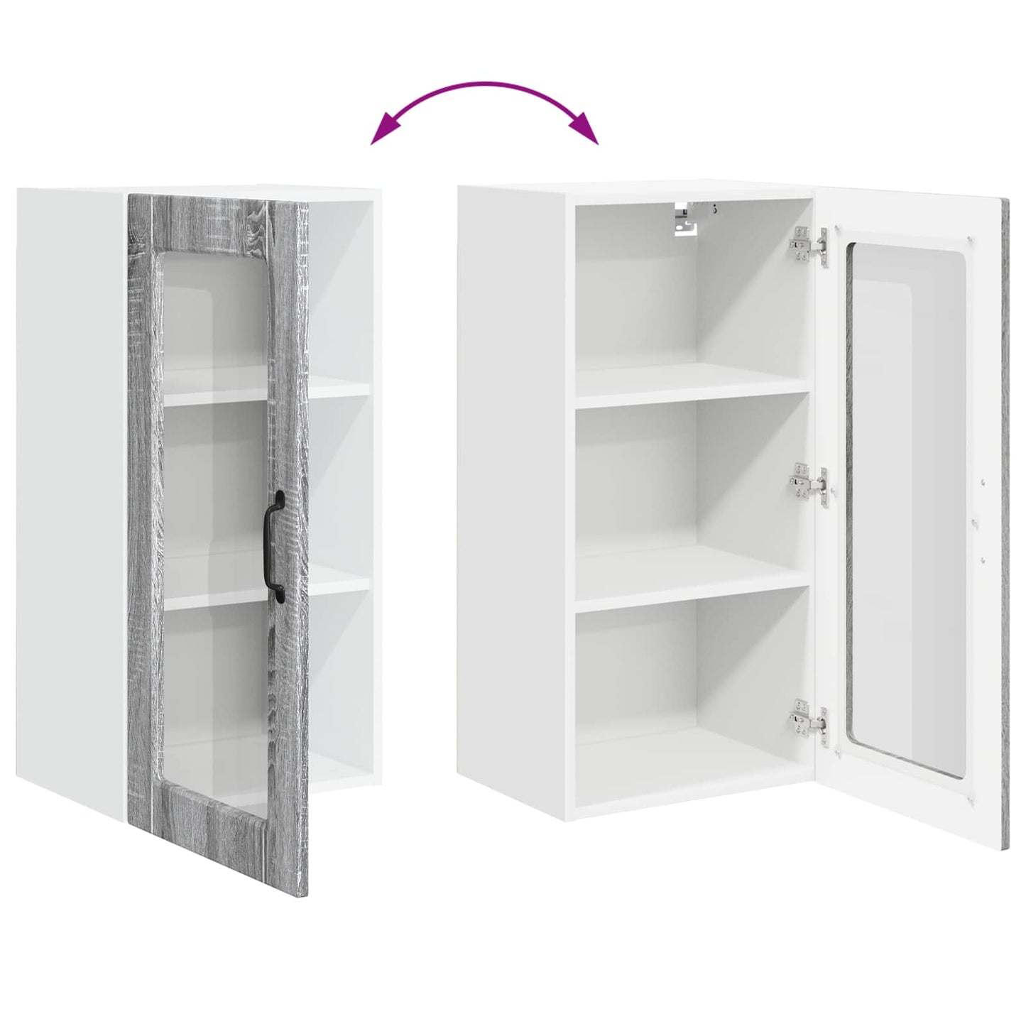 vidaXL Wall Glass Cabinet LUCCA Grey Sonoma 40 x 31 x 80 cm