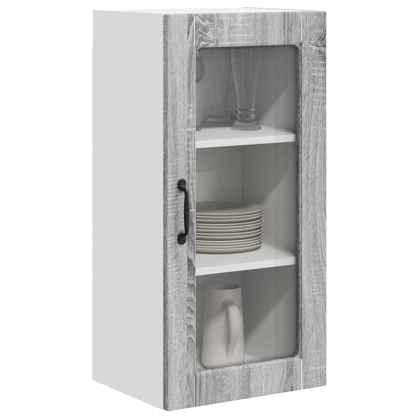 vidaXL Wall Glass Cabinet LUCCA Grey Sonoma 40 x 31 x 80 cm