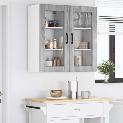 vidaXL Wall Glass Cabinet LUCCA 2 pcs Grey Sonoma 40 x 31 x 80 cm