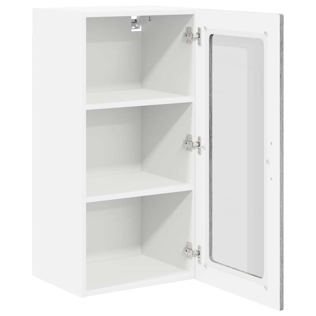 vidaXL Wall Glass Cabinet LUCCA 2 pcs Grey Sonoma 40 x 31 x 80 cm