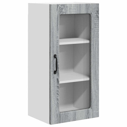 vidaXL Wall Glass Cabinet LUCCA 2 pcs Grey Sonoma 40 x 31 x 80 cm