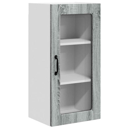 vidaXL Wall Glass Cabinet LUCCA 2 pcs Grey Sonoma 40 x 31 x 80 cm