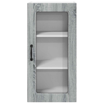 vidaXL Wall Glass Cabinet LUCCA 2 pcs Grey Sonoma 40 x 31 x 80 cm
