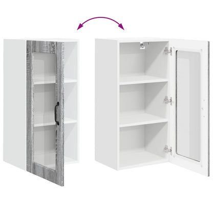 vidaXL Wall Glass Cabinet LUCCA 2 pcs Grey Sonoma 40 x 31 x 80 cm