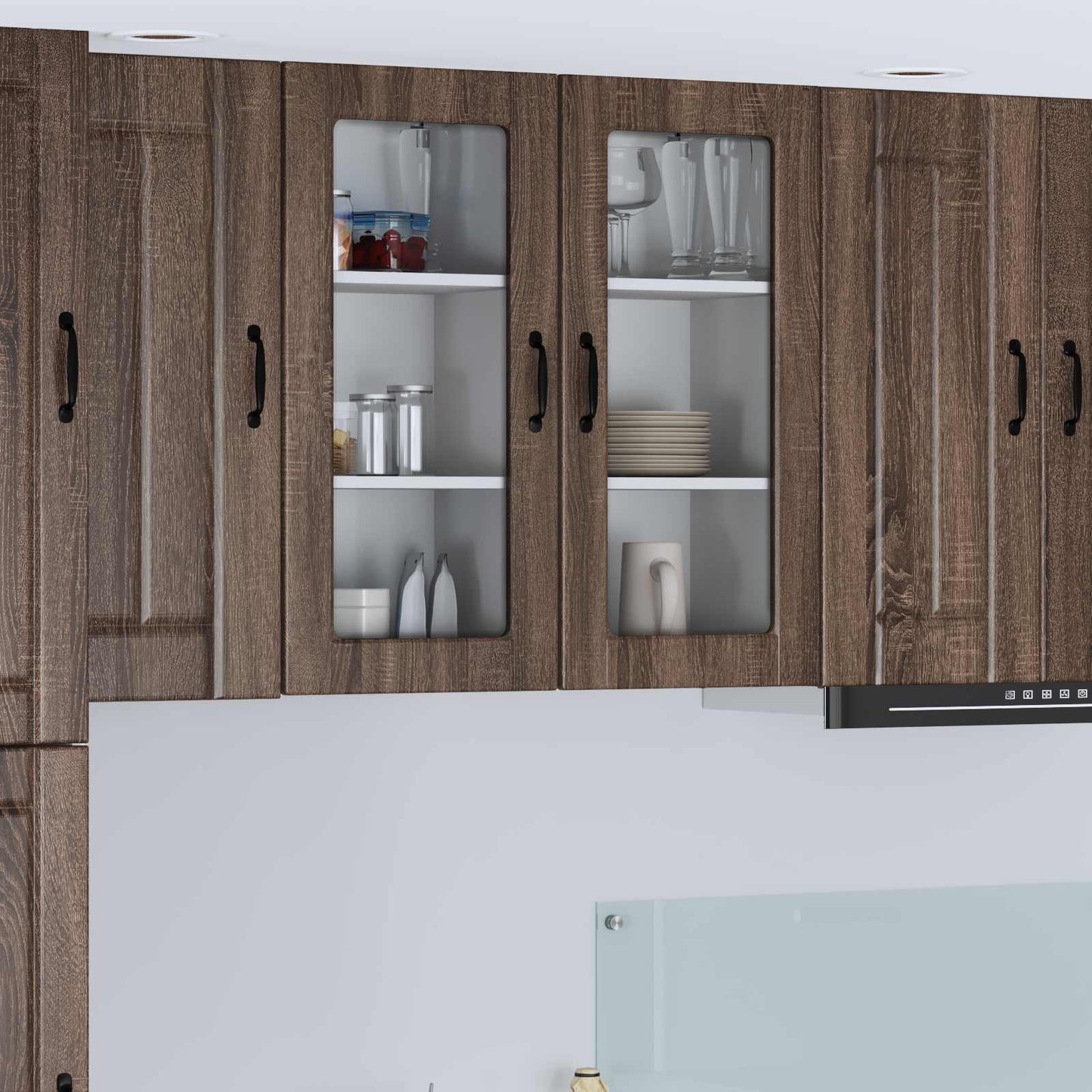 vidaXL Wall Glass Cabinet LUCCA Brown Oak 40 x 31 x 80 cm
