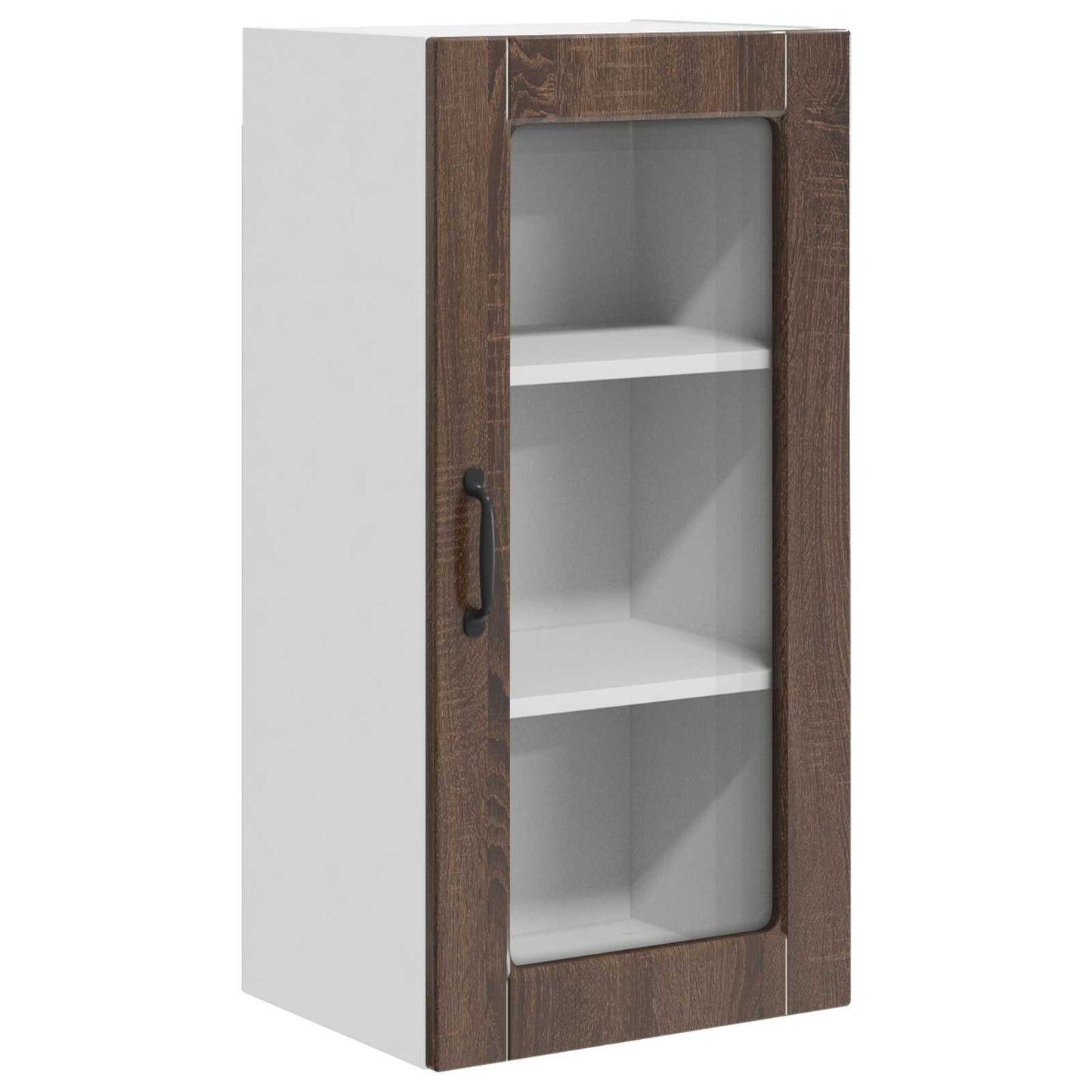 vidaXL Wall Glass Cabinet LUCCA Brown Oak 40 x 31 x 80 cm