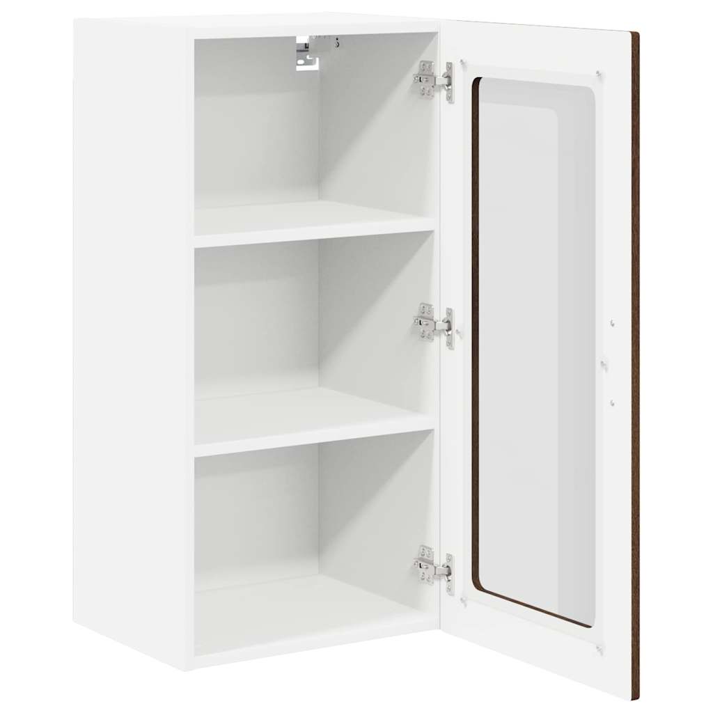 vidaXL Wall Glass Cabinet LUCCA Brown Oak 40 x 31 x 80 cm