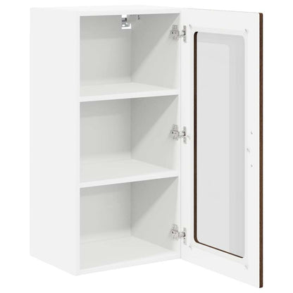 vidaXL Wall Glass Cabinet LUCCA Brown Oak 40 x 31 x 80 cm
