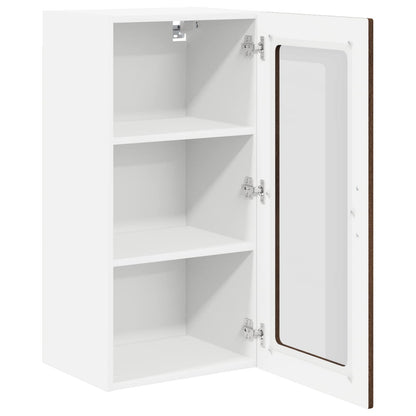 vidaXL Wall Glass Cabinet LUCCA Brown Oak 40 x 31 x 80 cm