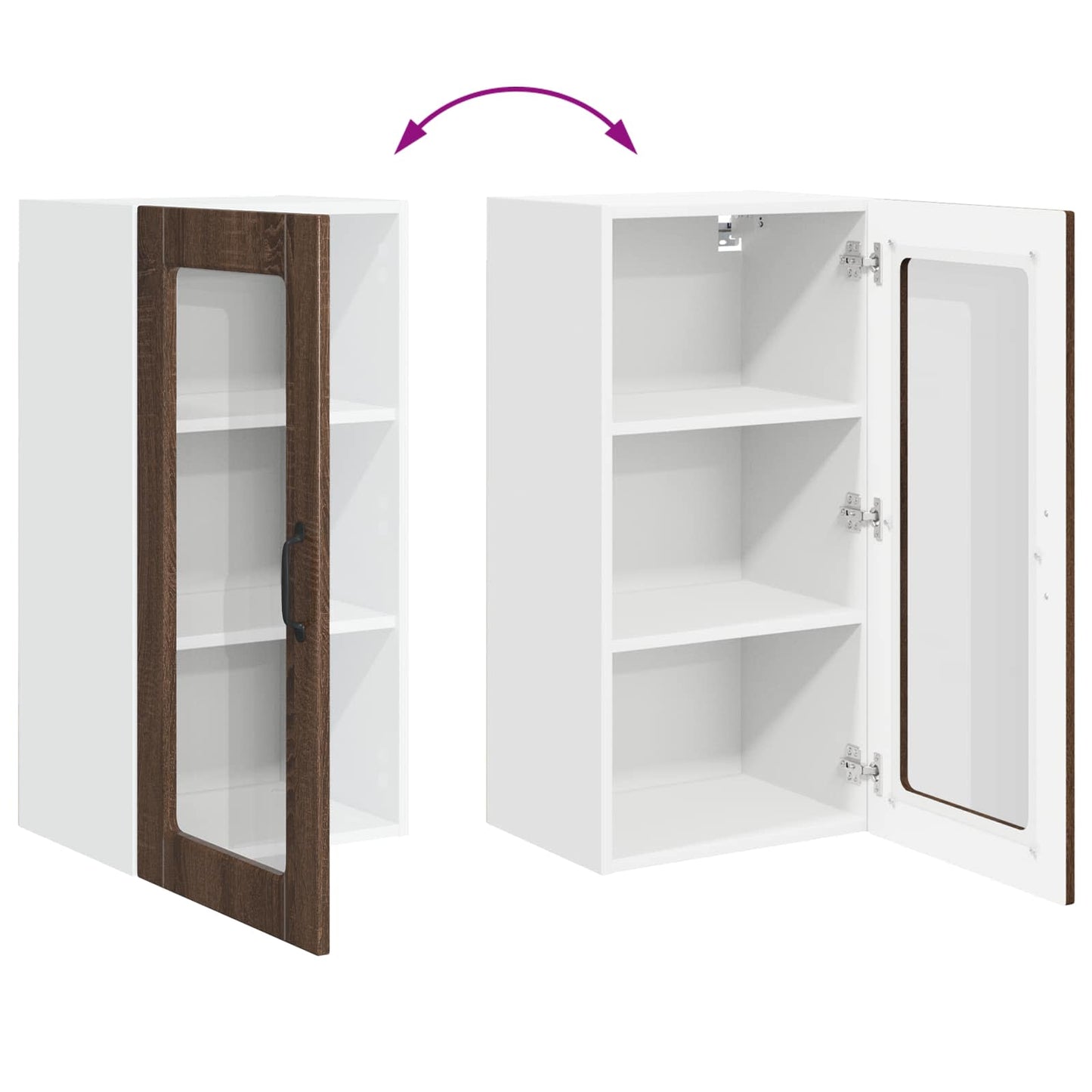 vidaXL Wall Glass Cabinet LUCCA Brown Oak 40 x 31 x 80 cm