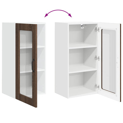 vidaXL Wall Glass Cabinet LUCCA Brown Oak 40 x 31 x 80 cm