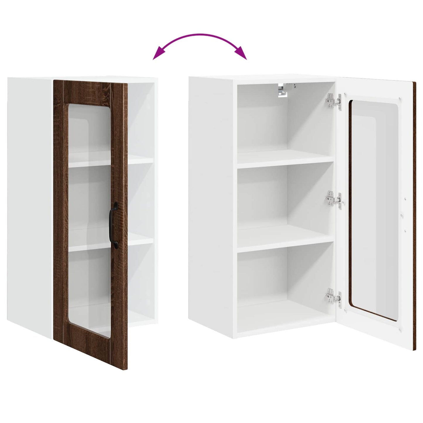 vidaXL Wall Glass Cabinet LUCCA Brown Oak 40 x 31 x 80 cm