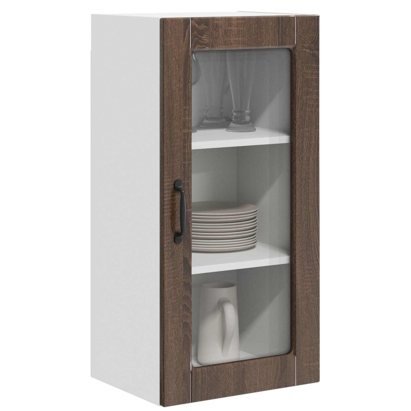 vidaXL Wall Glass Cabinet LUCCA Brown Oak 40 x 31 x 80 cm