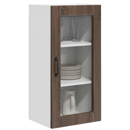 vidaXL Wall Glass Cabinet LUCCA Brown Oak 40 x 31 x 80 cm