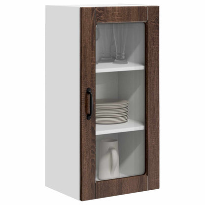 vidaXL Wall Glass Cabinet LUCCA Brown Oak 40 x 31 x 80 cm