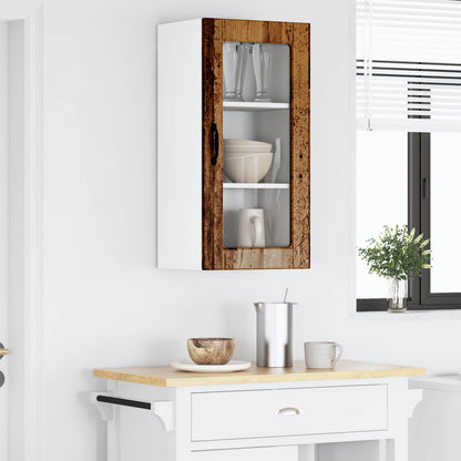 vidaXL Wall Glass Cabinet LUCCA Old Wood 40 x 31 x 80 cm