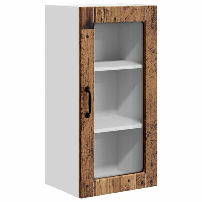 vidaXL Wall Glass Cabinet LUCCA Old Wood 40 x 31 x 80 cm