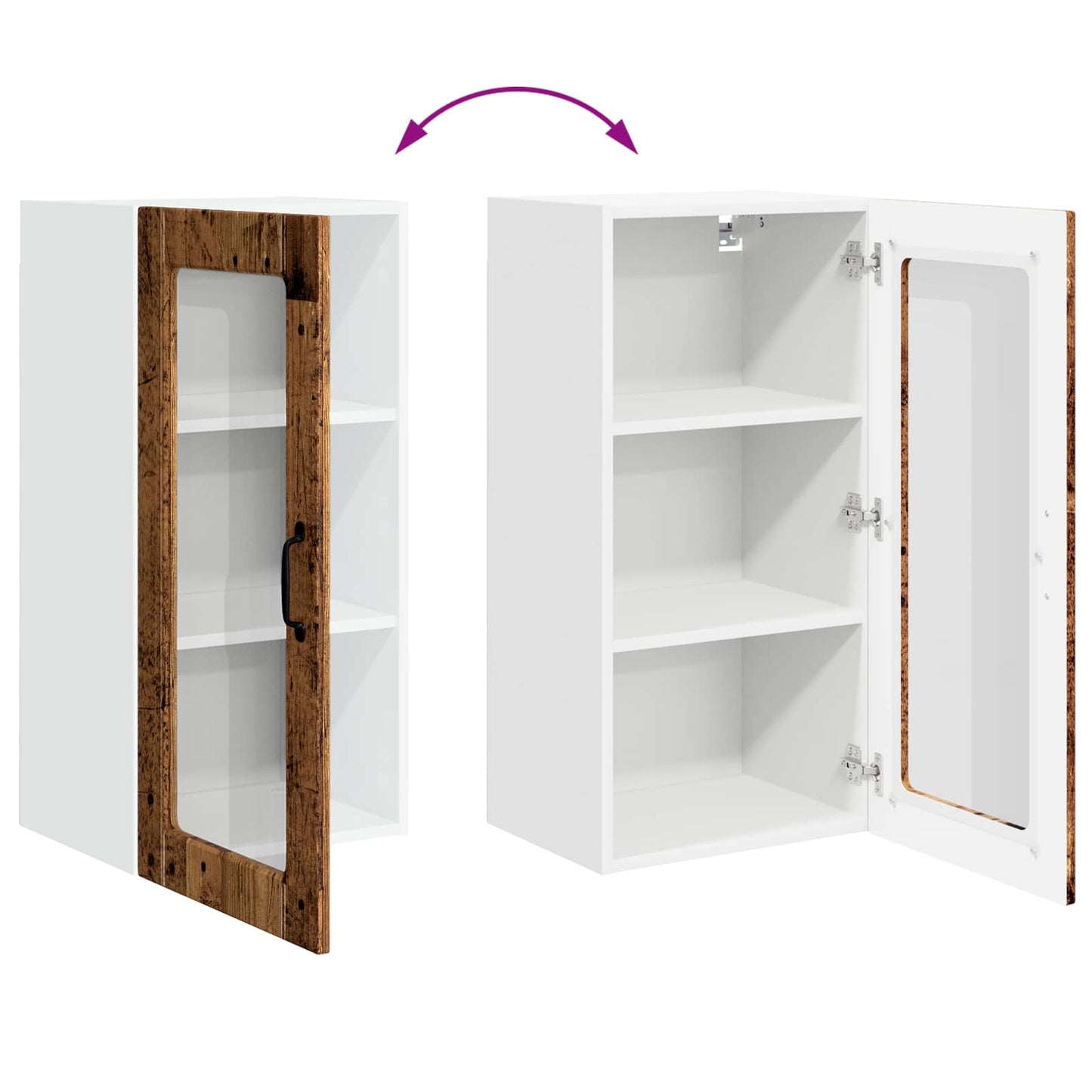 vidaXL Wall Glass Cabinet LUCCA Old Wood 40 x 31 x 80 cm