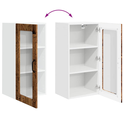 vidaXL Wall Glass Cabinet LUCCA Old Wood 40 x 31 x 80 cm