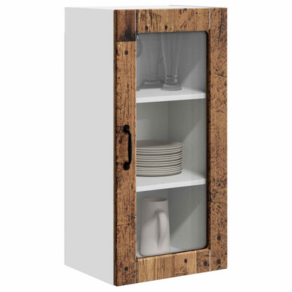 vidaXL Wall Glass Cabinet LUCCA Old Wood 40 x 31 x 80 cm