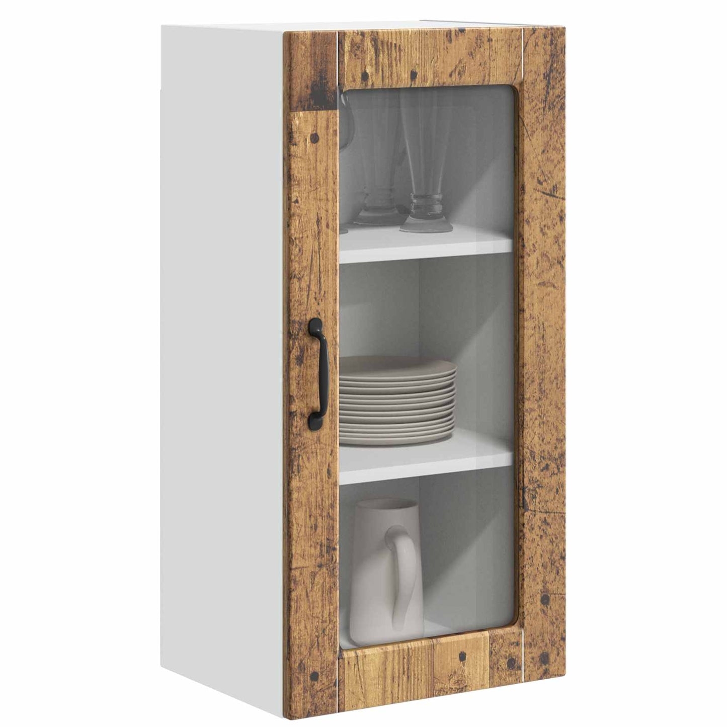 vidaXL Wall Glass Cabinet LUCCA Old Wood 40 x 31 x 80 cm