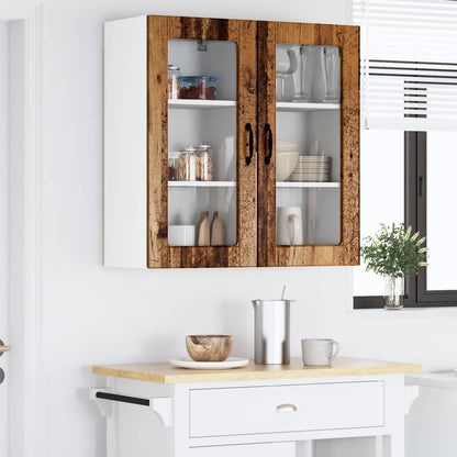 vidaXL Wall Glass Cabinet LUCCA 2 pcs Old Wood 40 x 31 x 80 cm