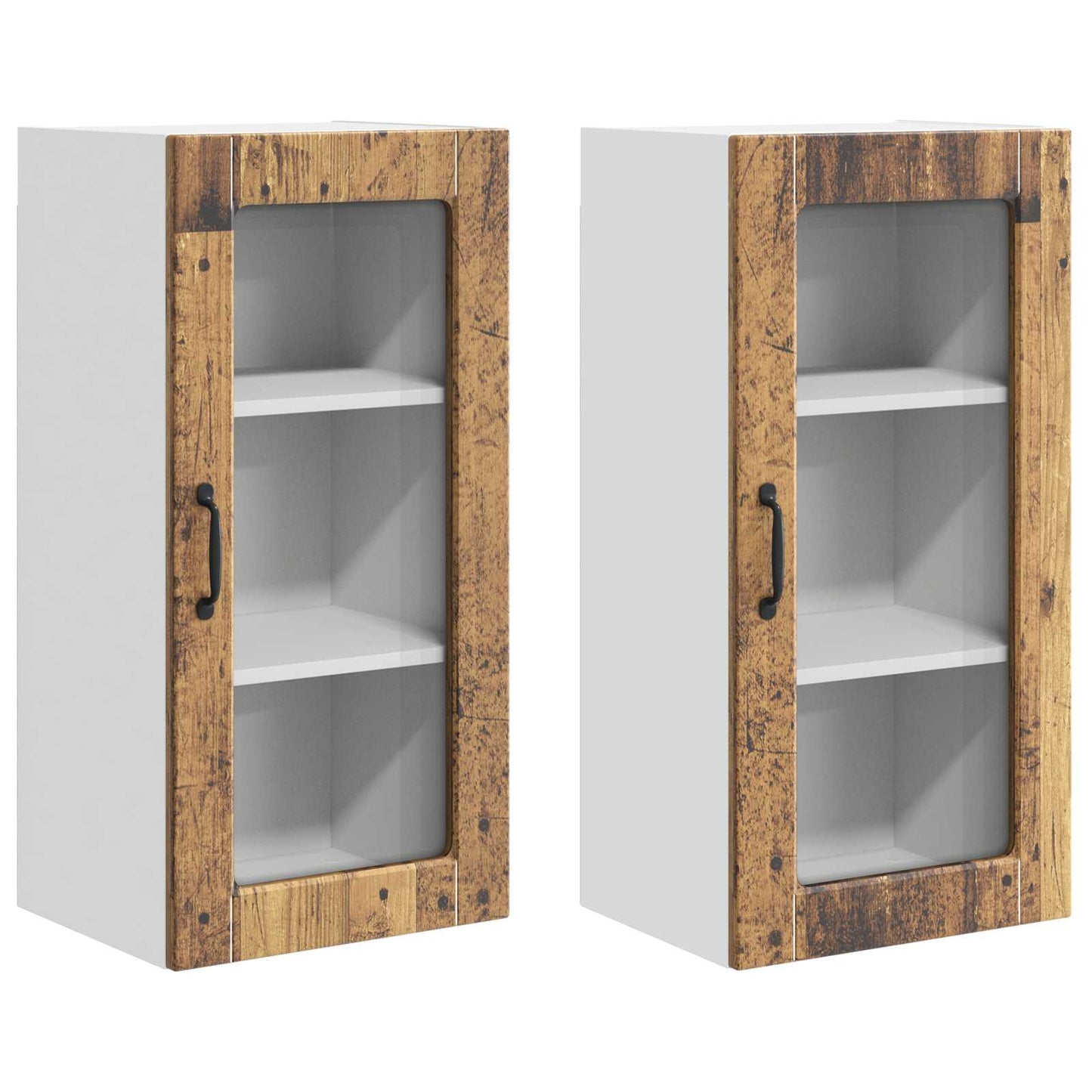 vidaXL Wall Glass Cabinet LUCCA 2 pcs Old Wood 40 x 31 x 80 cm