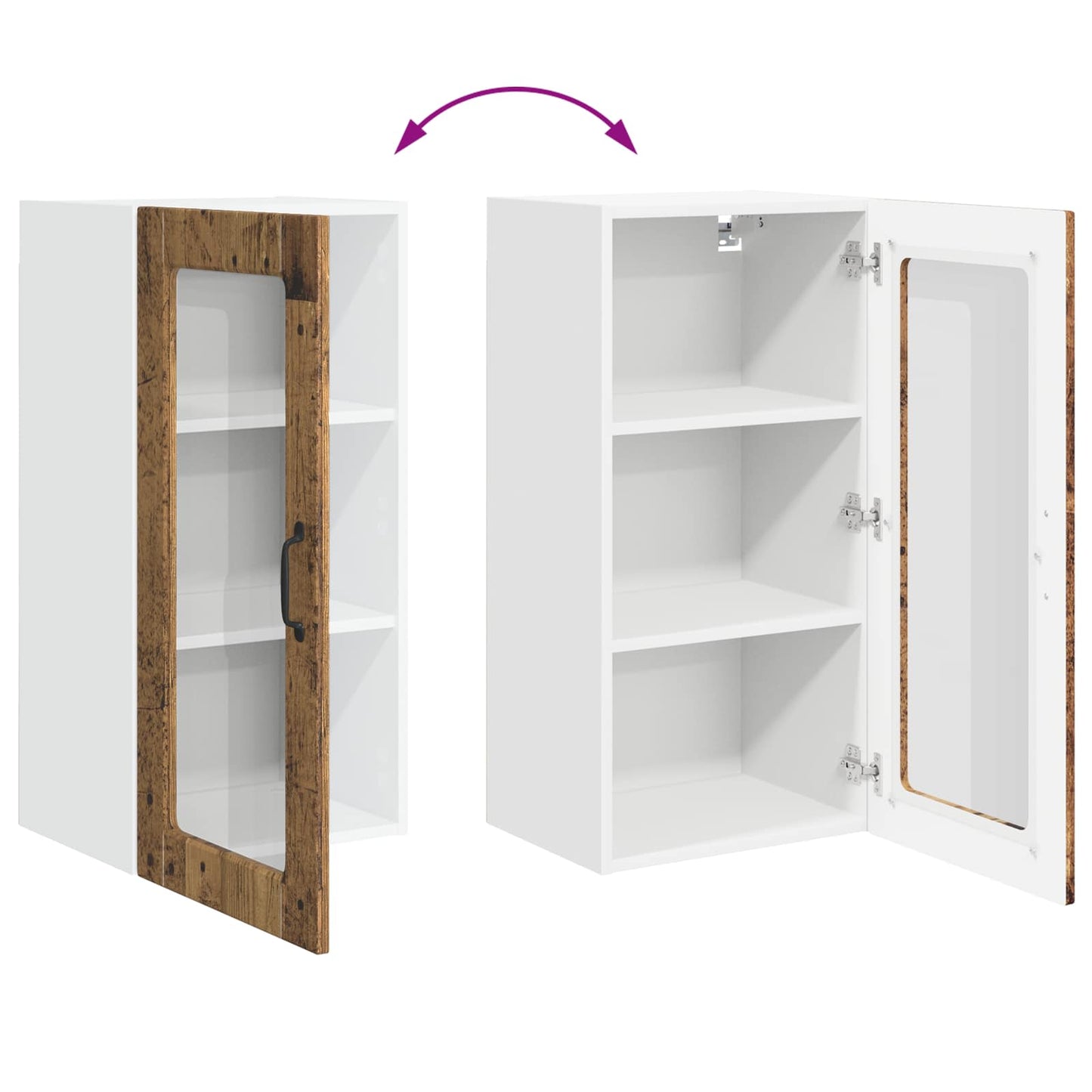 vidaXL Wall Glass Cabinet LUCCA 2 pcs Old Wood 40 x 31 x 80 cm