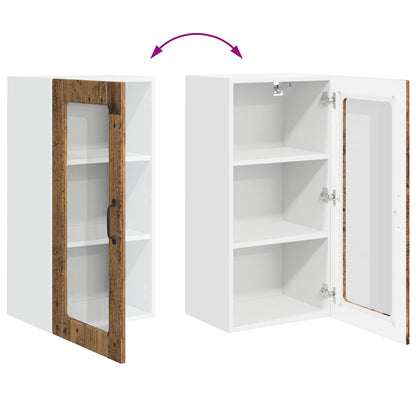 vidaXL Wall Glass Cabinet LUCCA 2 pcs Old Wood 40 x 31 x 80 cm