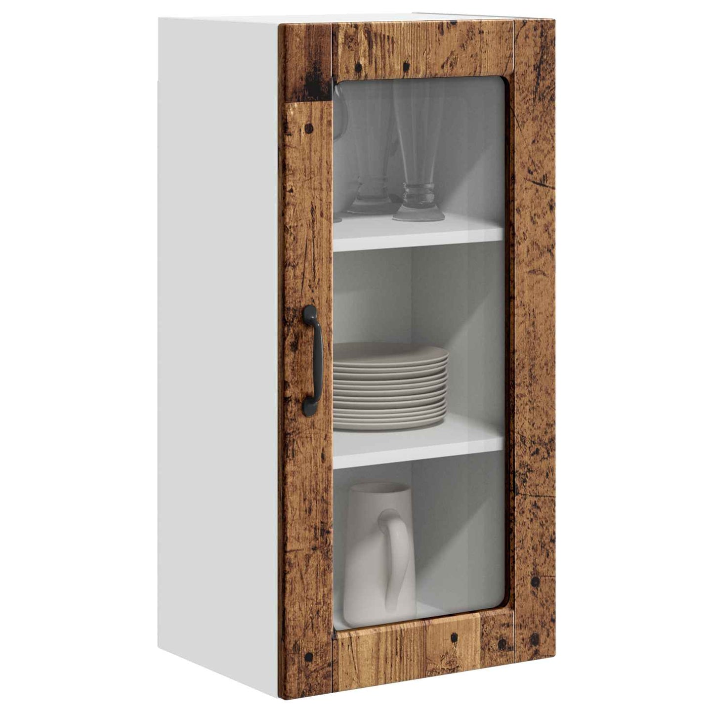vidaXL Wall Glass Cabinet LUCCA 2 pcs Old Wood 40 x 31 x 80 cm