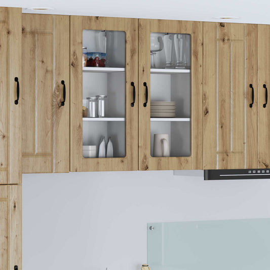 vidaXL Wall Glass Cabinet LUCCA Artisan Oak 40 x 31 x 80 cm
